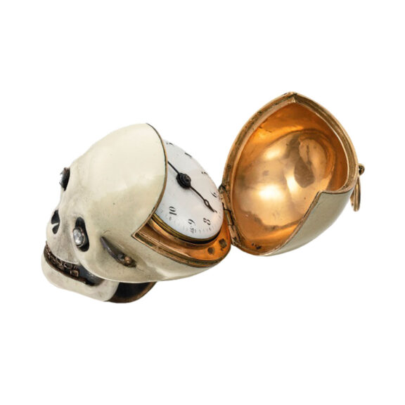 Austrian gold and enamel skull form watch Circa 1880-1899 Austrian gold and enamel skull form watch Circa 1880-1899