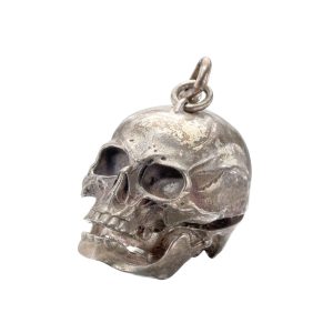 Swiss silver skull form lever watch and chain Circa 1920