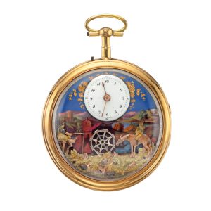 Swiss gold, enamel four motion automaton watch Circa 1810
