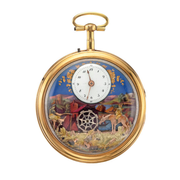 Swiss gold, enamel four motion automaton watch Circa 1810
