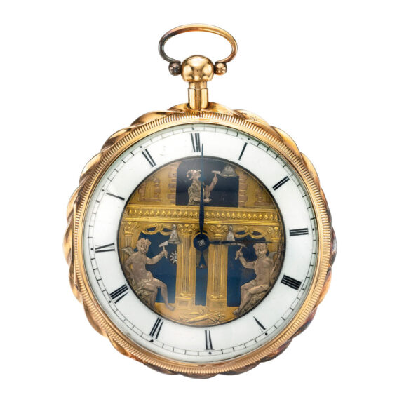 Swiss gold quarter repeating automaton watch Circa 1820