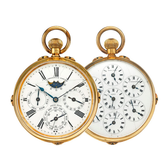 Large Swiss gold double dial world-time watch Circa 1900