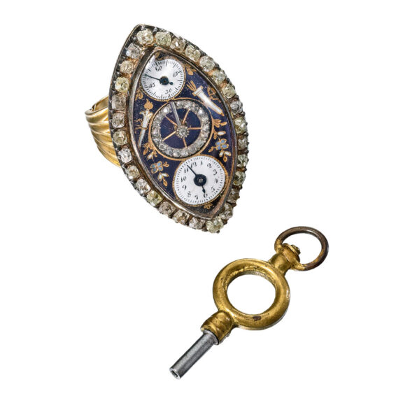 Swiss gold ring watch with exposed balance Circa 1800-1820