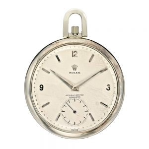 Swiss 18 carat white gold open faced lever watch Circa 1950