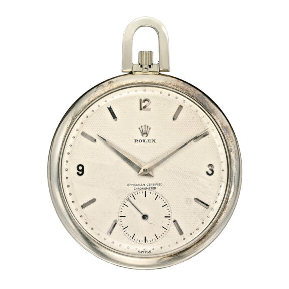 Swiss 18 carat white gold open faced lever watch Circa 1950