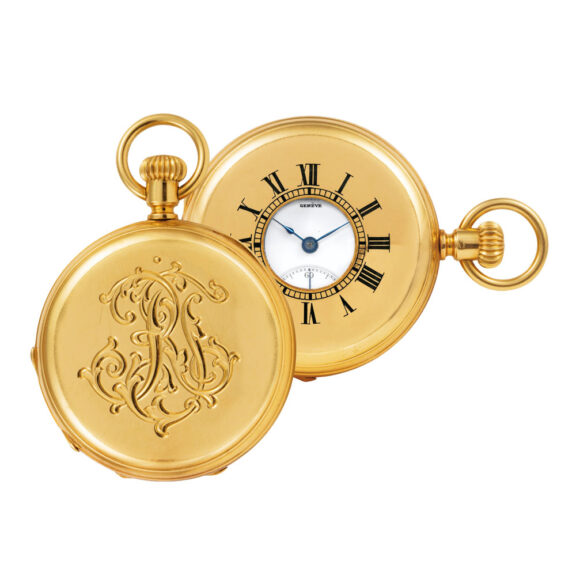 Swiss 18k gold half hunting cased lever watch Circa 1888