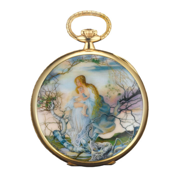 Watch with 'L'angelo della Vita' enamel miniature Circa 1996
