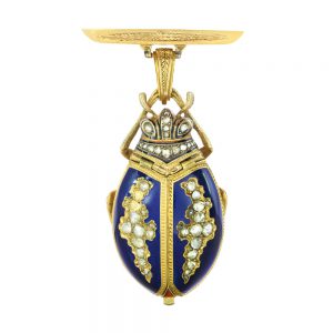 Swiss gold, enamel, diamond set beetle watch Circa 1890