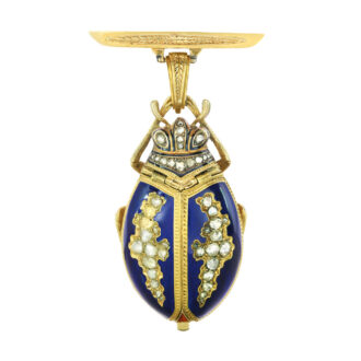Swiss gold, enamel, diamond set beetle watch Circa 1890