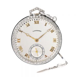 Elegant Swiss platinum plated lever with chain Circa 1950