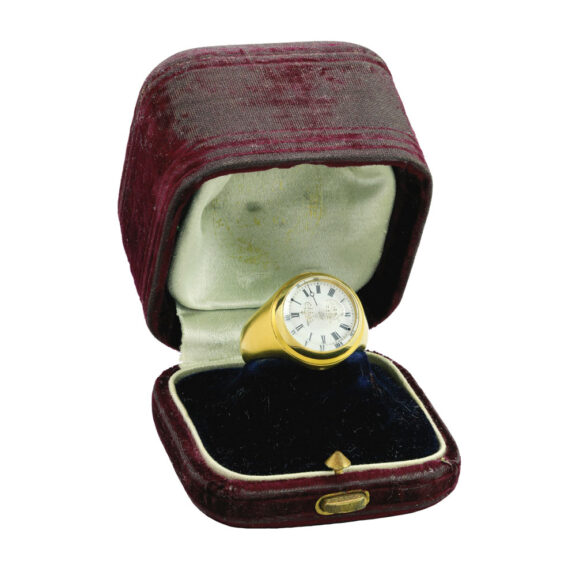 Fine and rare Swiss gold ring watch with seal Circa 1950