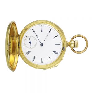 Swiss hunting cased quarter repeating watch Circa 1857