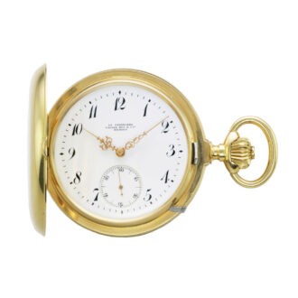 Gold three bridge hunting cased chronometer Circa 1899