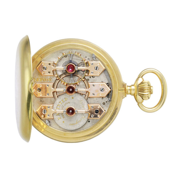 Gold three bridge hunting cased chronometer Circa 1899