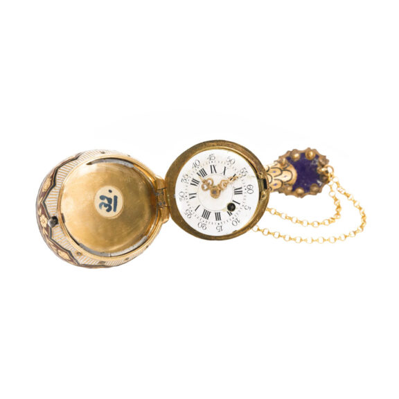 Swiss mandolin form verge watch with music Circa 1830 Swiss mandolin form verge watch with music Circa 1830