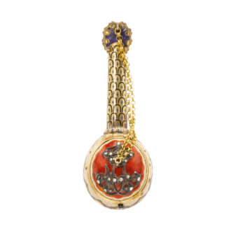Swiss mandolin form verge watch with music Circa 1830