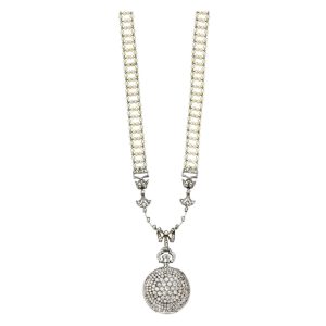 Swiss platinum, diamond/pearl set pendant watch Circa 1910