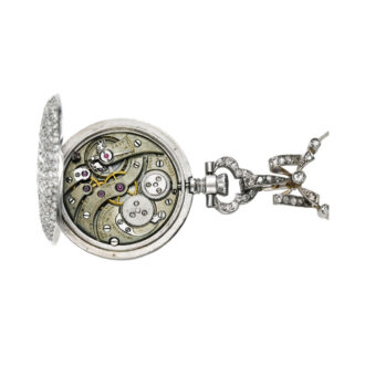 Swiss platinum, diamond/pearl set pendant watch Circa 1910