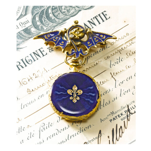 Swiss 18 carat gold pendant watch with brooch Circa 1910