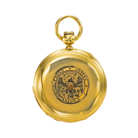 Fine and rare gold hunting cased pocket watch Circa 1864 Fine and rare gold hunting cased pocket watch Circa 1864