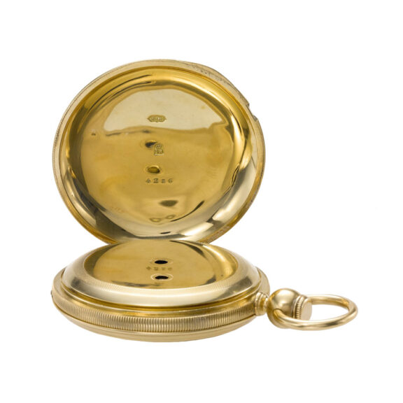 Fine and rare gold hunting cased pocket watch Circa 1864 Fine and rare gold hunting cased pocket watch Circa 1864