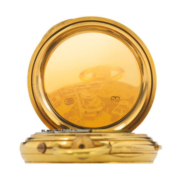 English gold repeating chronograph with tourbillon Circa 1917 English gold repeating chronograph with tourbillon Circa 1917