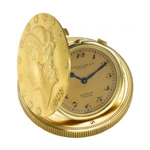 Fine and rare early Swiss gold coin form watch Circa 1938