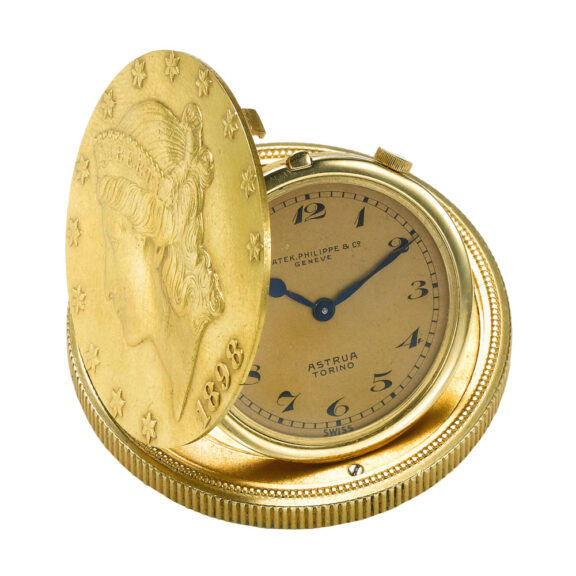 Fine and rare early Swiss gold coin form watch Circa 1938