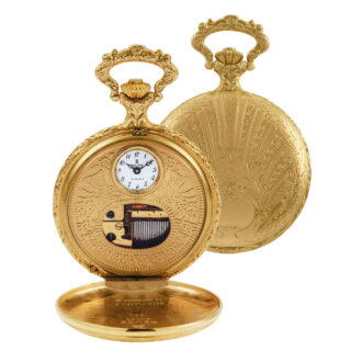 Swiss gold-plated hunting cased musical watch Circa 1990