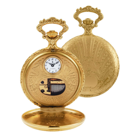 Swiss gold-plated hunting cased musical watch Circa 1990