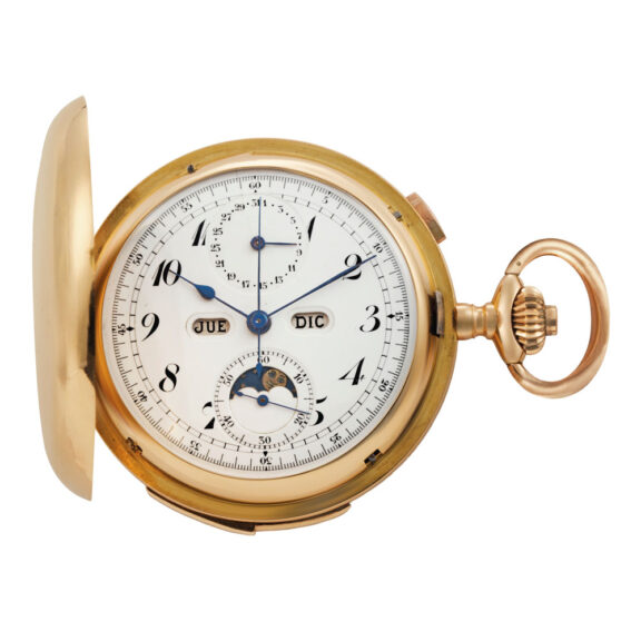 Swiss gold complicated full hunter chronograph Circa 1900