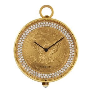Swiss 18 carat gold, diamond set coin watch Circa 1990