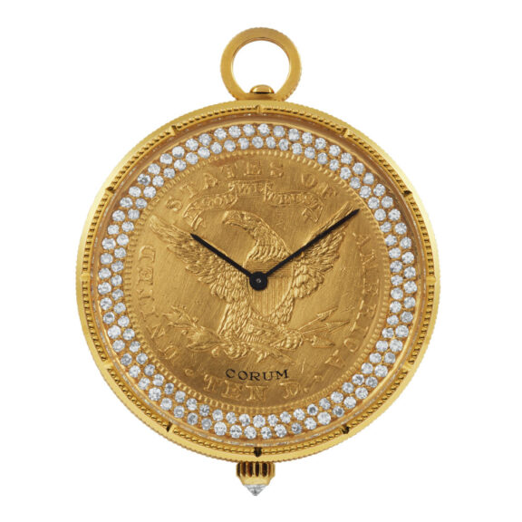 Swiss 18 carat gold, diamond set coin watch Circa 1990