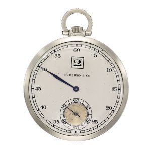 Swiss white gold open faced jump hour watch Circa 1920