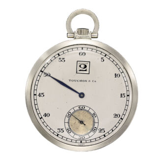 Swiss white gold open faced jump hour watch Circa 1920