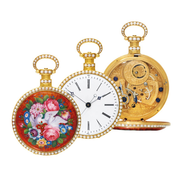 Swiss gold and enamel center seconds duplex Circa 1845