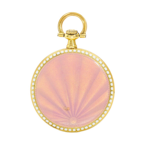 French gold and enamel ladies pendant watch Circa 1910 French gold and enamel ladies pendant watch Circa 1910