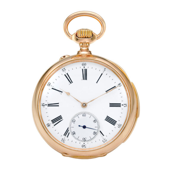 Swiss rose gold open faced minute repeating lever Circa 1897