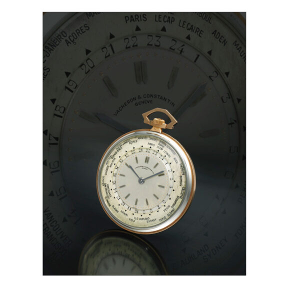 Fine, rare white and rose gold world time lever Circa 1933