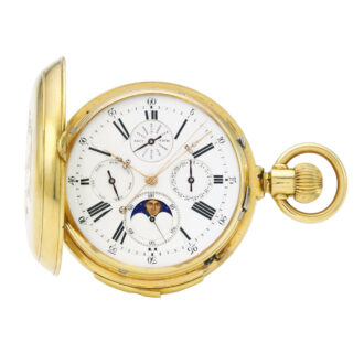 Gold minute repeating full hunter calendar watch Circa 1870