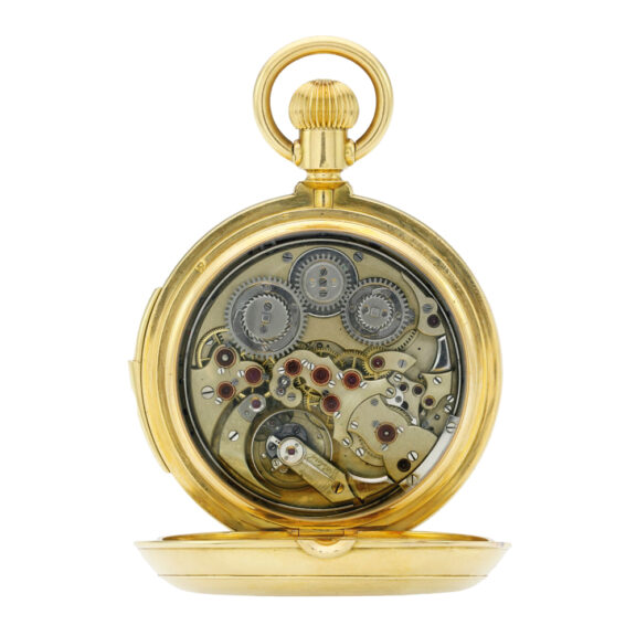 Gold minute repeating full hunter calendar watch Circa 1870 Gold minute repeating full hunter calendar watch Circa 1870