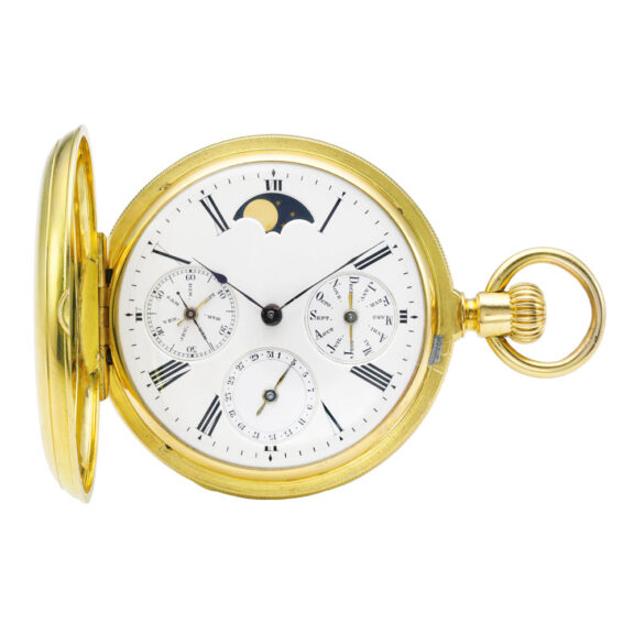 Swiss gold perpetual calendar with moon phases Circa 1868