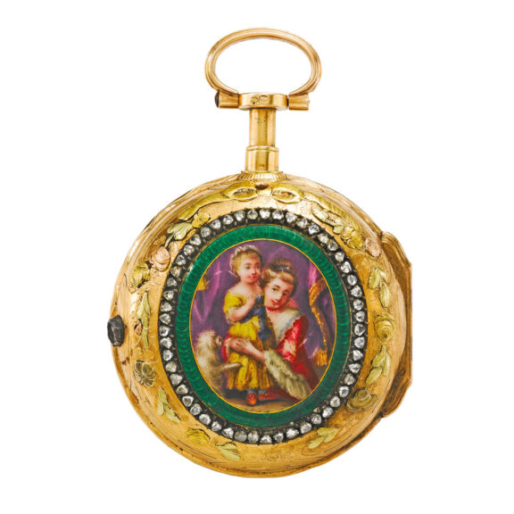 French gold, enamel, paste set quarter repeater Circa 1780