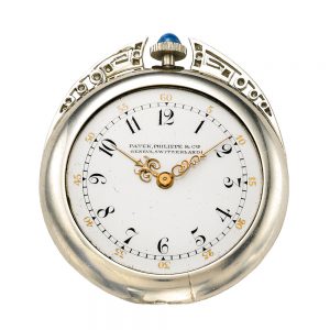 Platinum, diamond/enamel set pendant watch Circa 1911
