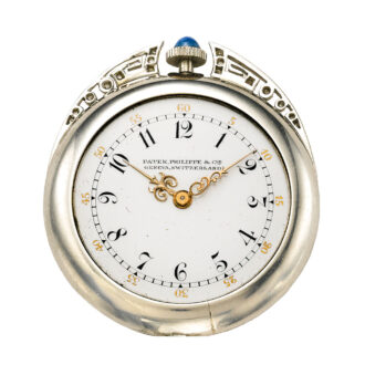 Platinum, diamond/enamel set pendant watch Circa 1911