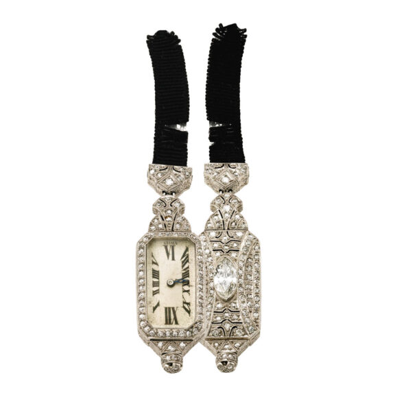 Platinum and diamond set lever in contract case Circa 1916