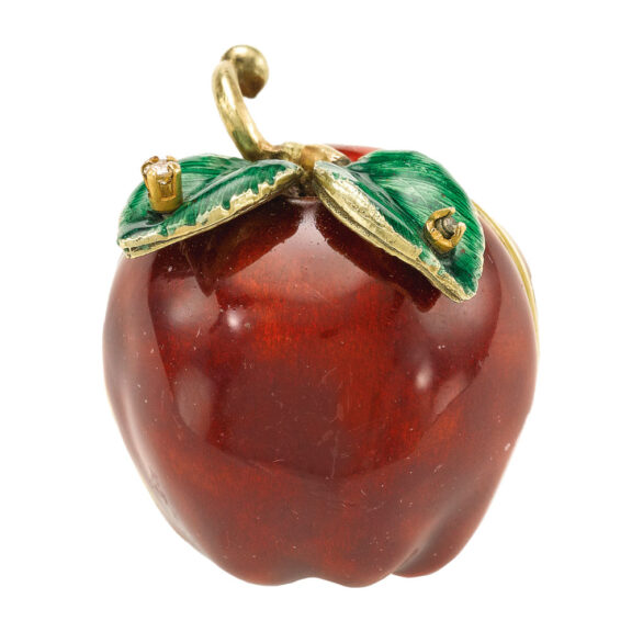 Swiss gold and enamel apple-form novelty watch Circa 1950