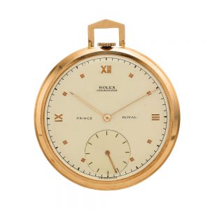 Swiss rose gold open faced lever pocket watch by Rolex