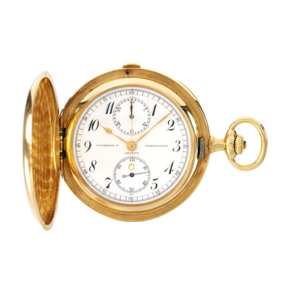 Swiss gold full hunter chronograph with register Circa 1907