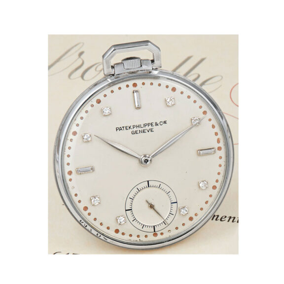 Swiss platinum open faced diamond set watch Circa 1947